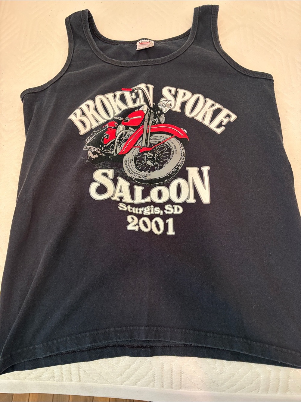 Sturgis Bike Rally Tank Top with Motorcycle Graphic - Broken Spoke Saloon 2001